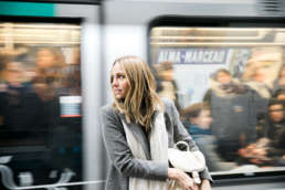 Photo of Stephanie Tusler in front of the Metro Train in Paris, France